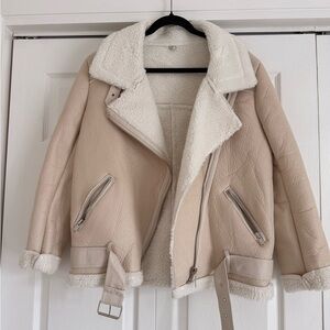 Women's Tan Shearling Jacket - Worn once!